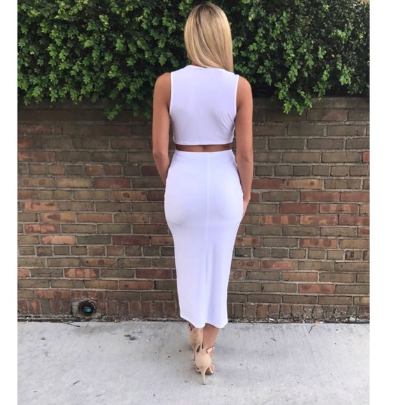 White cut out twist Midi dress - Picture 2 of 2